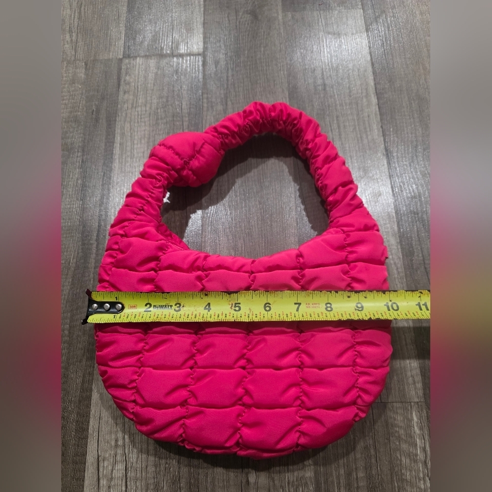 Urban Expressions Pink Wocen Nylon Bag Mini Lune Crescent Y2k Plush Purse UE - Picture 6 of 12